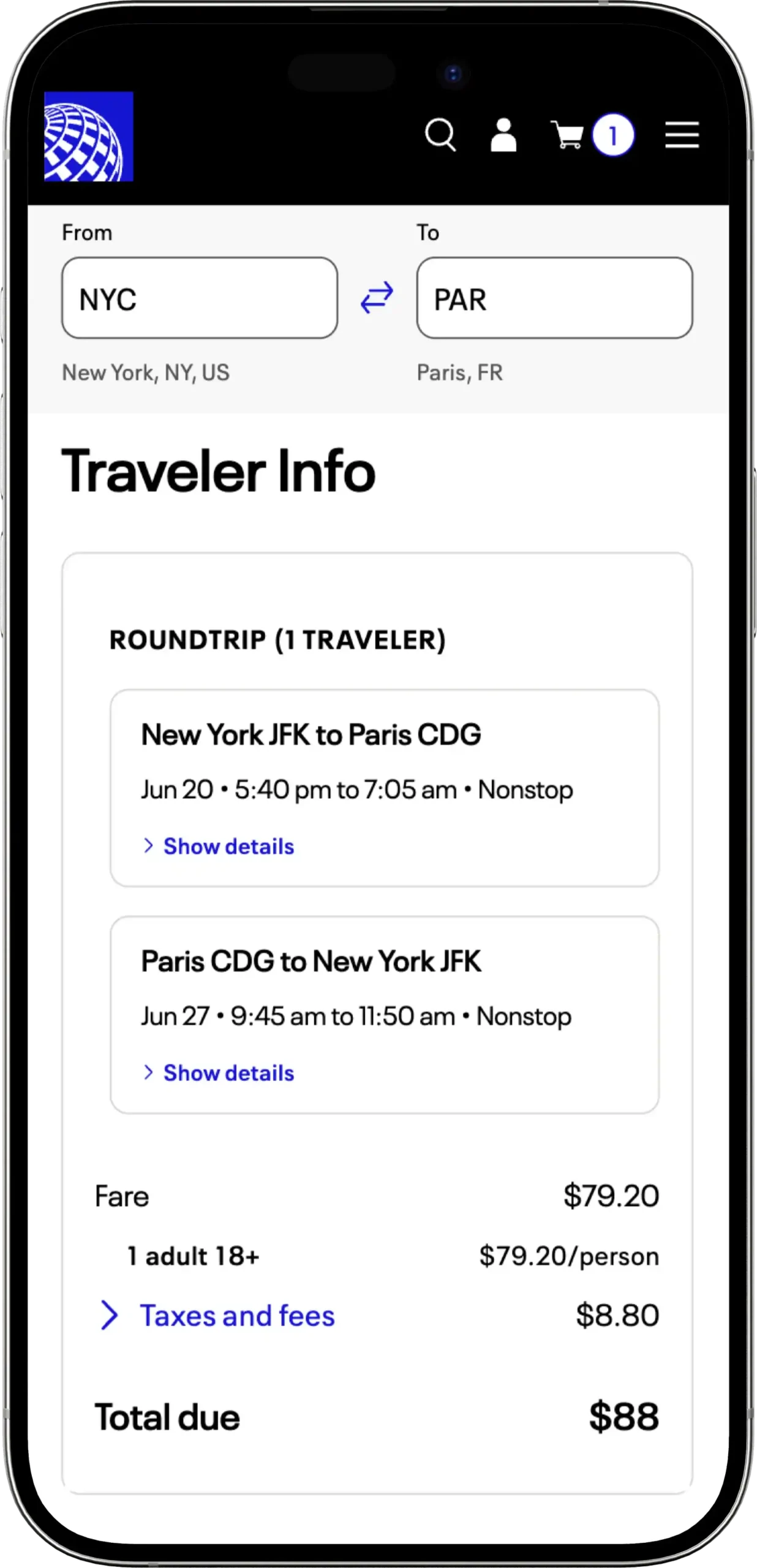 Email Deal Example - NYC to Paris